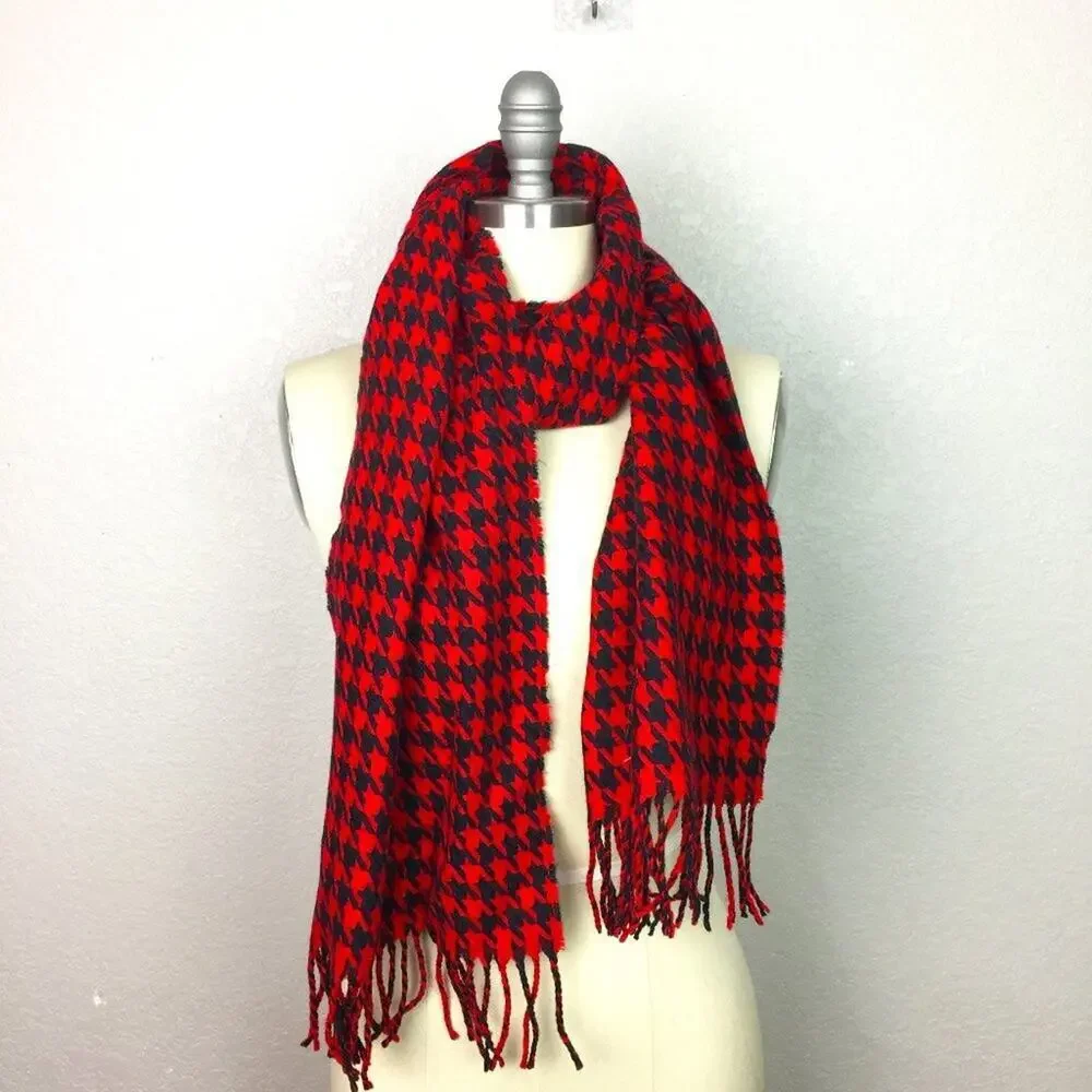 Red & Black Patterned Scarf